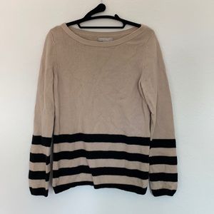 Black & Tan Striped Cashmere Blend Sweater